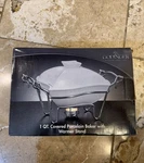 Godinger Silver Art 1 Qt Covered Porcelain Baker With Chrome Warmer Stand New. Fixed Price $29.99.