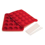 Norpro Silicone Cake Pop Pan With 20 Reusable Sticks, Red. Fixed Price $13.10.