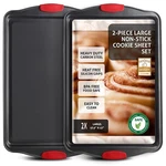 Baking Sheet Set, 2-PIECE Large Cookie With Silicone Handles, Steel.... Fixed Price $26.95.