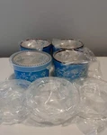 Temptations By Tara Ramekins Blue Floral Lace With Lids Set Of 4 Bakeware New. Fixed Price $44.99.