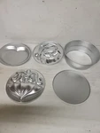 Lot Of Wilton Santa Claus, Heart, Baby Bow, And Aluminum Cake Pan Cover 70'S. Fixed Price $19.50.