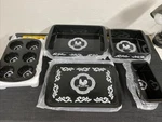 Temptations Doodle Black Rooster Bakeware Set Baker Muffin Loaf Pan Tray. Fixed Price $79.99.