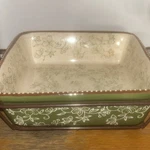 Temp-tations Floral Lace Square Ceramic Baking Dish 2.0 Qt Green Cream Wire Rack. Fixed Price $22.99.