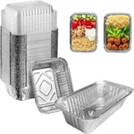 50 Pack Aluminum Pans With Clear Plastic Lids 1 Lb Foil Disposable Cookware. Fixed Price $17.99.