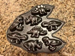 Nordic Ware Dinosaur Muffin Pan 8 Mini Cake Aluminum Footprint 3 Cup Baking Mold. Fixed Price $18.99.