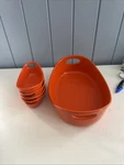 Rachael Ray Orange Bubble Stoneware SET-4QT Oval+ Four 12OZ. Fixed Price $39.99.