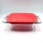 Pyrex Easy Grab Square Baking Dish With Handles Red Lid 2 Quart - 1.9L 8". Fixed Price $11.99.