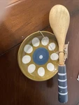 Nwt Mud Pie Wood Spoon White And Blue Flower In Center Stoneware Rest Set. Fixed Price $14.00.