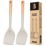 Best Of 2 Silicone Spatula, Non Stick Cooking Utensil Set Wooden Handle Kitchen. Fixed Price $20.95.