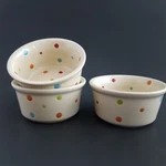 Set Of 3 Temptations Polka Dot Ramekins Round 8 Oz Snack Dip Bowls Mini Bakers. Fixed Price $18.00.