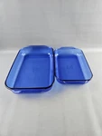 Set Of Pyrex Corning Cobalt Blue 233-R 232-R Baking Glass Pan. Fixed Price $59.95.