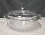 Vintage Pyrex 024 Clear Qt. Round Casserole-mixing Bowl-with 624C Lid. Fixed Price $25.00.