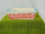 Creative Co-op Mini Baker Hand Stamped Stoneware 9OZ Red Geometric Pattern Dish. Fixed Price $19.85.