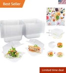 Durable Plastic Hinged Takeout Containers - 50 Pack For Convenient Food Storage. Fixed Price $11.99.