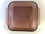 Vintage Cranberry Pyrex Glass Square Baking Dish 8X8, 2QT #222R, Usa Excellent. Fixed Price $22.00.
