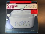 Corningware 5 Qt Covered Casserole Dish Bluebell Floral Pattern White Oven. Fixed Price $44.99.