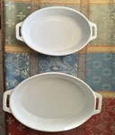 Staub Ceramics White Stoneware Oval Roaster Gratin Baking Dish 2-PC Set Exc. Fixed Price $35.00.