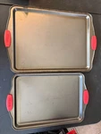 2 Bakken Swiss Cookie Sheets Non-stick, Stackable Baking Pans. Fixed Price $15.00.