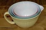 Vtg Norpro Grip-ez Set Of Mixing Bowls (4/3/2/1 Quarts) Melamine Plastic. Fixed Price $75.00.