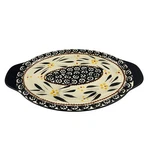 Temptations By Tara Old World Black Ceramic Oval Serving Platter 7.5"X12" Tray. Fixed Price $11.69.