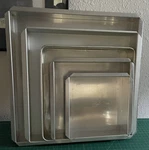 5 Pc Square Cake Pan Set Wedding Aluminum 8/10/12/14/16" Magic Line & Wilton. Fixed Price $47.50.