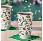 16 Oz Paper Hot Cups With Black Travel Hinged Tab Holiday Print Bulk Pack. Fixed Price $36.99.