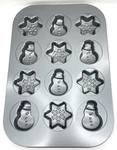 Pampered Chef Winter Snowman & Snowflake Cake Pan Holiday #100022 15.5" X 10.5". Fixed Price $14.20.