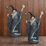 2-PC Gift Set 7.75"H Grey/black Wizard With Magic Wand Glass Ball Figurine. Fixed Price $50.82.