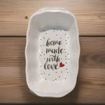 10 Strawberry Street Valentine's Day Love Baking Loaf Ceramic Pan 9.5" Heart. Fixed Price $35.00.