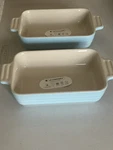 2 Le Creuset Stoneware Rectangular Dishes In Sky Blue Second 9. Fixed Price $56.00.