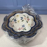 Temptations By Tara Old World Confetti Scalloped Bowl Set Of 3 New. Fixed Price $35.00.