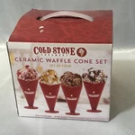 Cold Stone Creamery Ceramic Waffle Cone Set Of 4 Wide Base 3 1/2" X 6" Ice. Fixed Price $15.42.