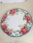 The Pioneer Woman Floral Dinner Plate 10.75" Breezy Blossom Turquoise Rim Replac. Fixed Price $5.99.