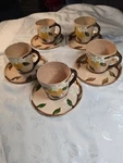 Orchard Ware California Orange Blossom Coffee Cups & Saucers, Set 5. Fixed Price $32.00.