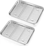 P&p Chef Toaster Oven Pans With Racks Set Of 2, 10.4 + 9 Inch, Silver. Fixed Price $24.24.