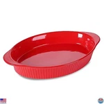Large Oval Au Gratin Baking Dish 9X13, Double Handle Bakeware, Red. Fixed Price $47.03.