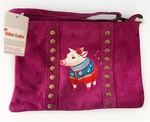 Nwt Pink Suede Pig Wearing Nordic Sweater Crossbody Bag Shoulder Strap. Fixed Price $33.00.