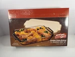 Nos Anchor Hocking Fire 2Q #1031 Amber Baking Glass Dish 8''X 11.5 Lid New. Fixed Price $35.95.