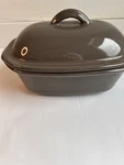 Pampered Chef Grey Deep Covered Baker Stoneware Baking Dutch Oven Lid Pre-owned. Fixed Price $32.00.