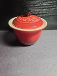 Le Creuset Cerise Red Stoneware Indian 6 Oz Condiment Pot Sauce Jam No Spoon. Fixed Price $30.40.