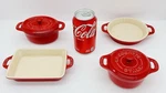 Staub La Cocotte Mini Ceramic Bakeware Set Red Multi Piece Dutch Oven France. Fixed Price $54.95.
