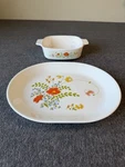 Vintage Corelle Corning Ware Wildflower Platter & A-1-B Qt Dish Set. Fixed Price $30.00.