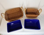 New Temptations Blue Stone Mini Bakeware Set Of 2 Dishes W/ Baskets & Lids. Fixed Price $32.99.