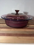 Vtg Vision Corning Ware, Usa Qt Cranberry Teflon Glass Bowl With Lid V-31-B. Fixed Price $16.00.