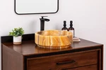 Natural Stone Vessel Bathroom Sink - Burj Honey Onyx. Fixed Price $375.95.