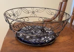 Temptations By Tara Blue Old World Floral Lace Wire Fruit Basket Bottom Trivet. Fixed Price $29.99.