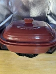 Pampered Chef Cranberry Deep Covered Baker 3.1 Qt Stoneware Casserole Never Used. Fixed Price $50.00.