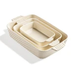 Ceramic Baking Dish Set Porcelain Striped Casserole Oven Beige Sweejar Cake. Fixed Price $74.99.