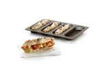 Lekue 4 Cavity Micro-perforated Mini Baguette Baking Pan, Brown. Fixed Price $46.25.