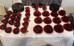 Anchor Hocking Vintage Ruby Red Dish Set. Fixed Price $185.00.